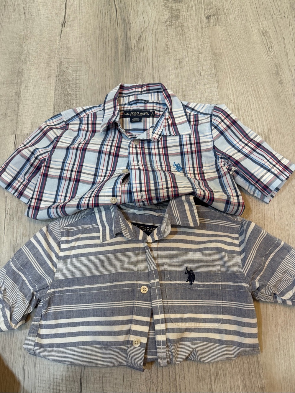 U.S. Polo Assn. Boys' Short Sleeve Plaid & Striped Shirt Set - Blue/White